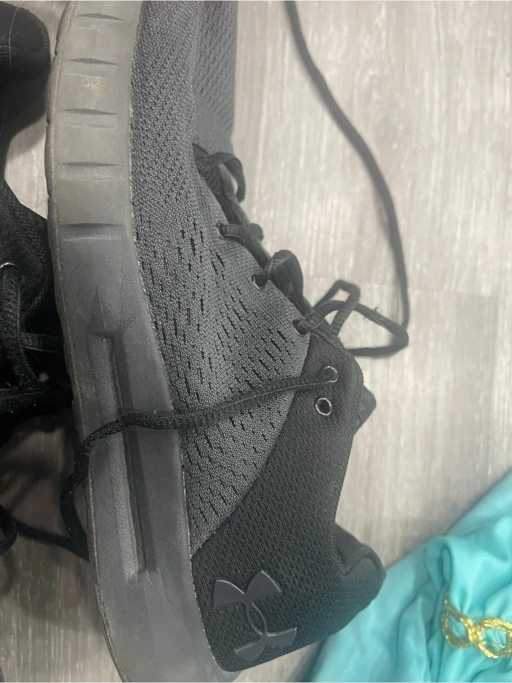 Under Armour Black and Dark Gray Knit Training Sneakers